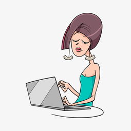 手绘笔记本女郎矢量素材 动漫人物大全与电脑动画设计指南